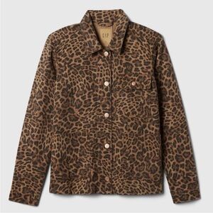 GAP Leopard Print Chore Jean Jacket - Brown & Black